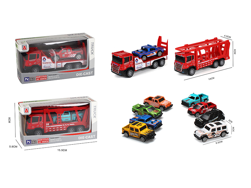 Simulated Friction Alloy Transport Truck + Small Car