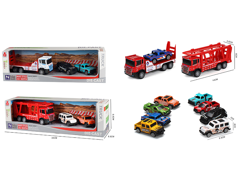 Simulated Friction Alloy Transport Truck + Small Cars