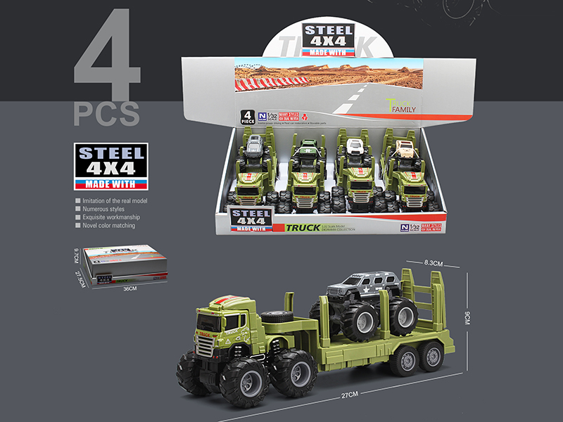 4WD Friction Alloy Timber Flatbed Transport Truck 4pcs