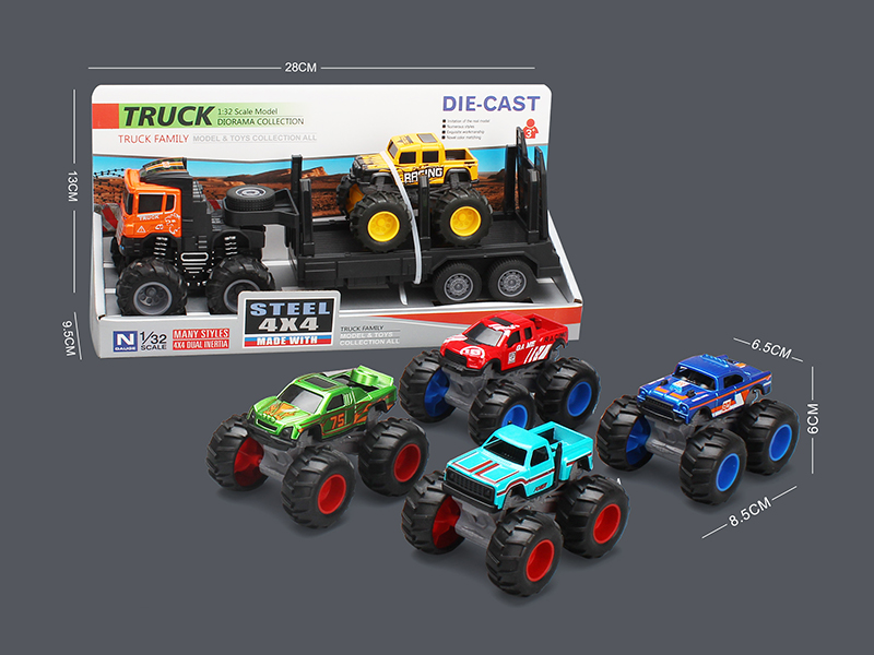 4WD Friction Alloy Flatbed Truck