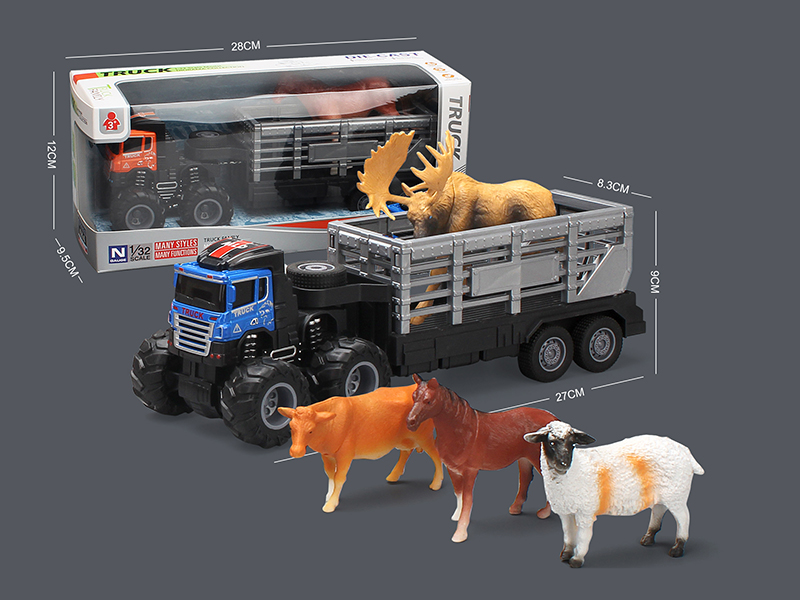 4WD Friction Alloy Transport Truck With Farm Animal