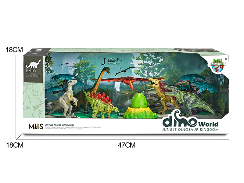 Dinosaur Model Forest Scene Set + Surprise Dragon Egg