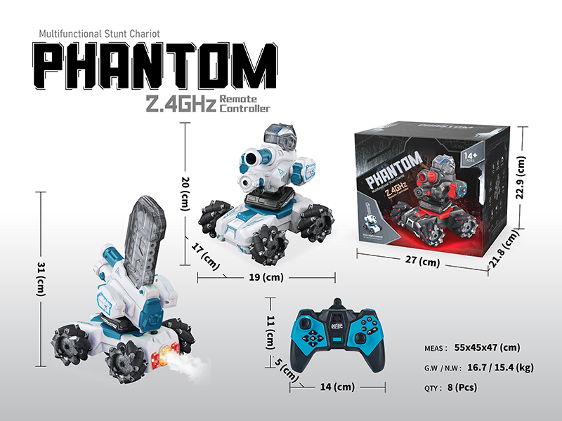 2.4G Remote Control Multifunctional Stunt Chariot With Lights, Music,Spray Function