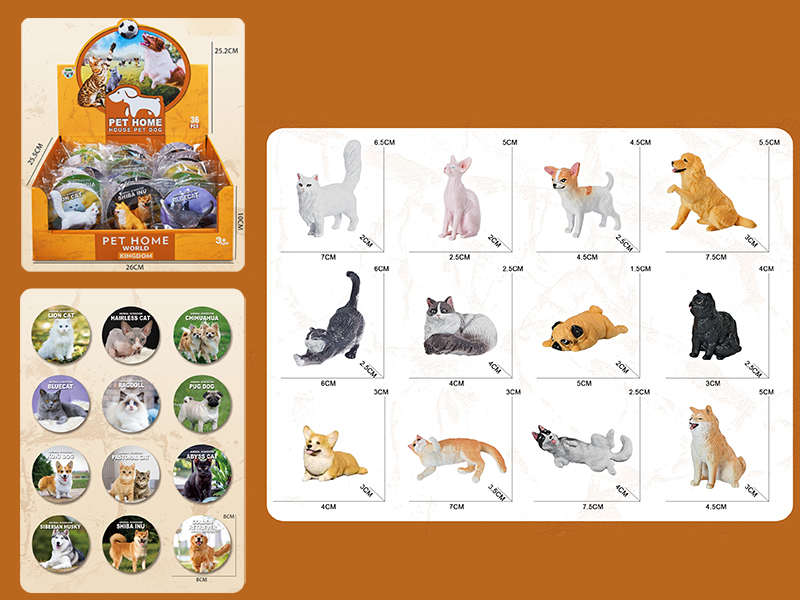 Pet Model Toys With Card 36pcs