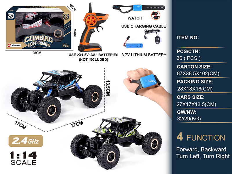 1:14 2.4G 4WD 4CH R/C Off Road Climbing Vehicle+Wrist Watch