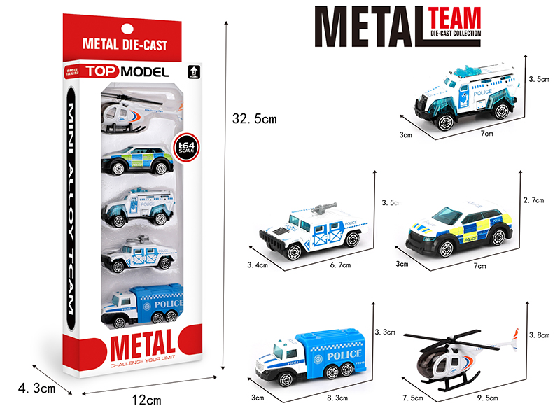 1:64 Alloy Slide Police Car