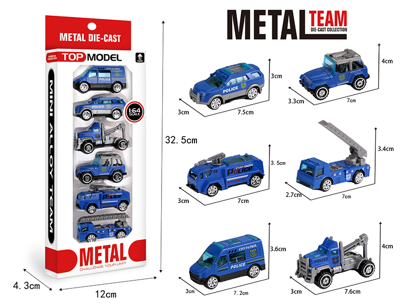 1:64 Alloy Slide Police Car