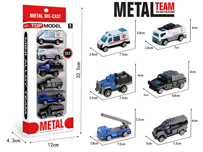 1:64 Alloy Slide Police Car