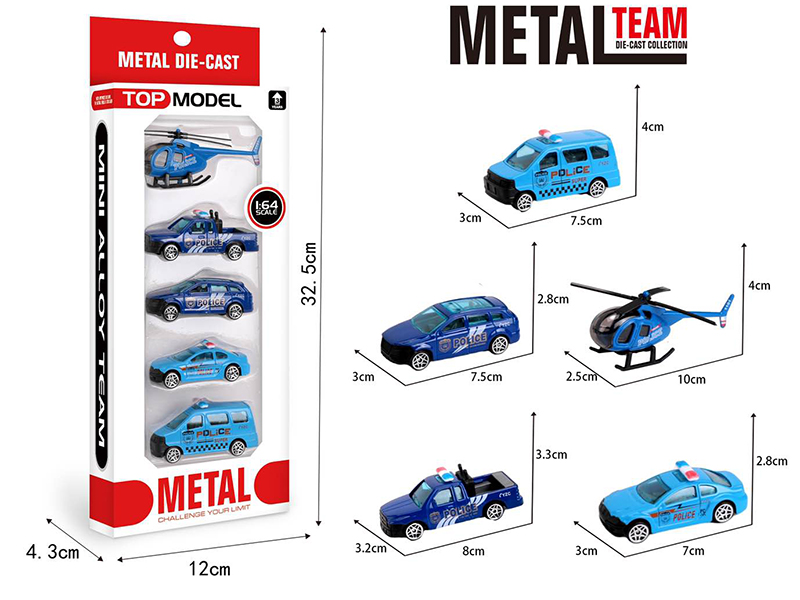 1:64 Alloy Slide Police Car