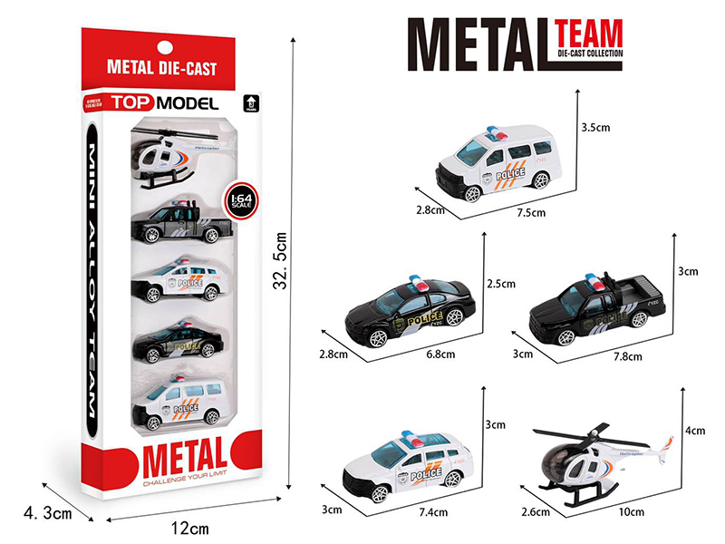 1:64 Alloy Slide Police Car