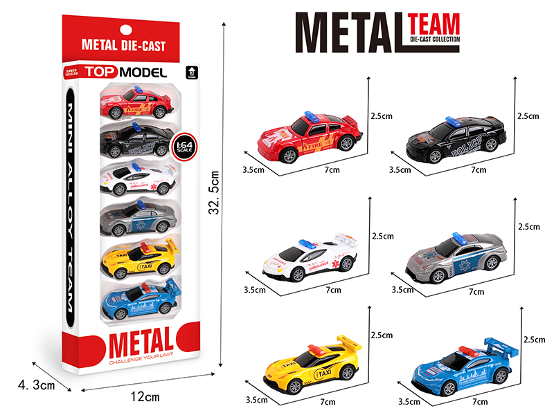 1:64 Alloy Pull Back Police Car