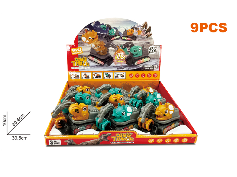 Crash Dinosaur Engineering Truck With Sound And Light(9PCS)