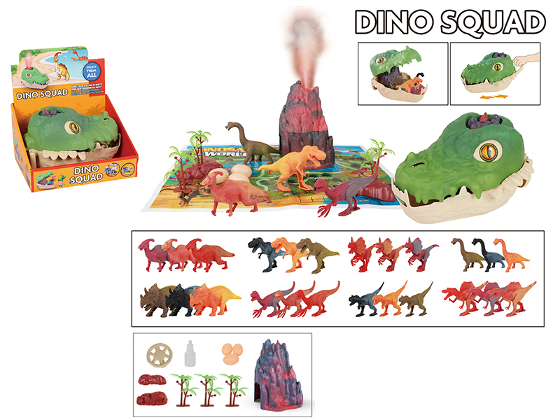 Dinosaur Head Storage Box Set(1 Dinosaur Head + 1 Volcano + 4 Dinosaurs + Accessories + 1 Map)