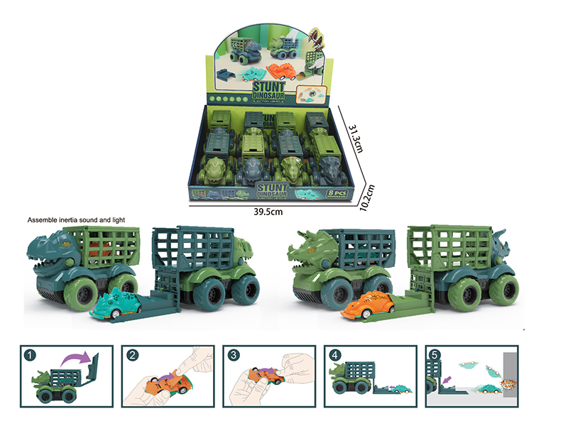 Ejectrion Inertia Dinosaur Engineering Trucks With Sound And Light 8pcs