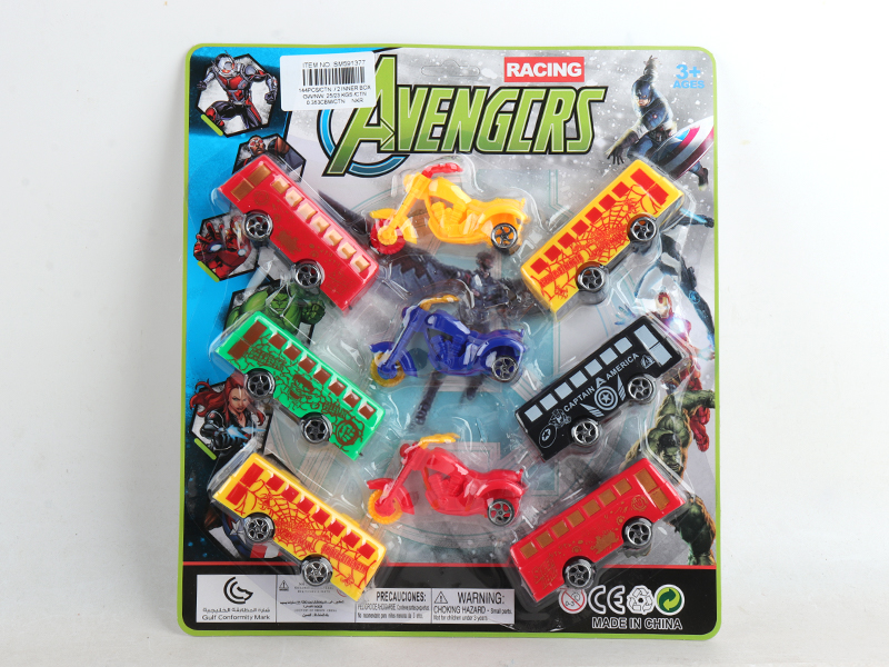 Slide Bus 6PCS +Slide Motorcycle 3PCS