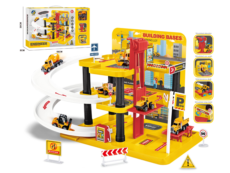 3 Layers Engineering Building+2PCS Alloy Car