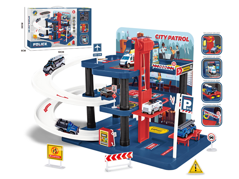 3 Layers Police Office Building+2PCS Alloy Car