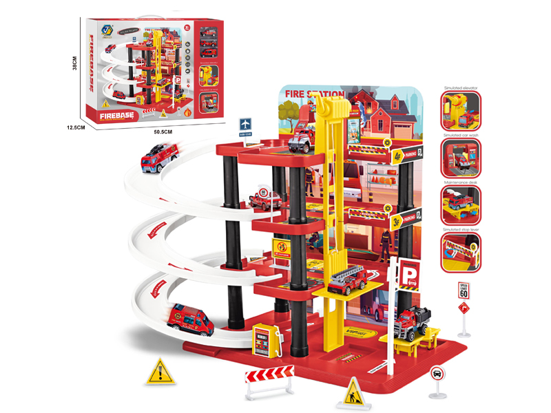 4 Layers Fire Protection Building+3PCS Alloy Car