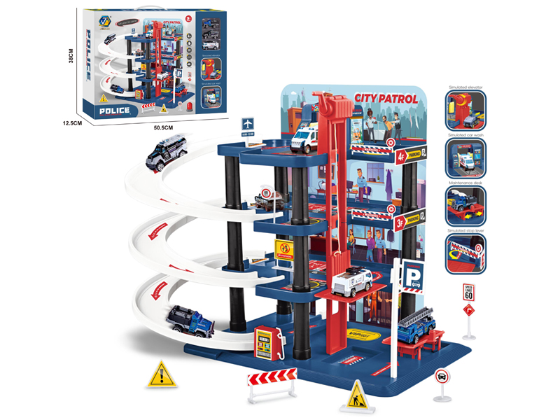4 Layers Police Office Building+3PCS Alloy Car