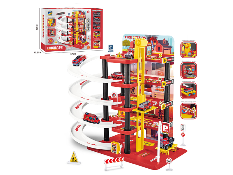 5 Layers Fire Protection Building+4PCS Alloy Car