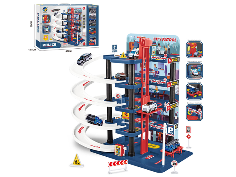 5 Layers Police Office Building+4PCS Alloy Car