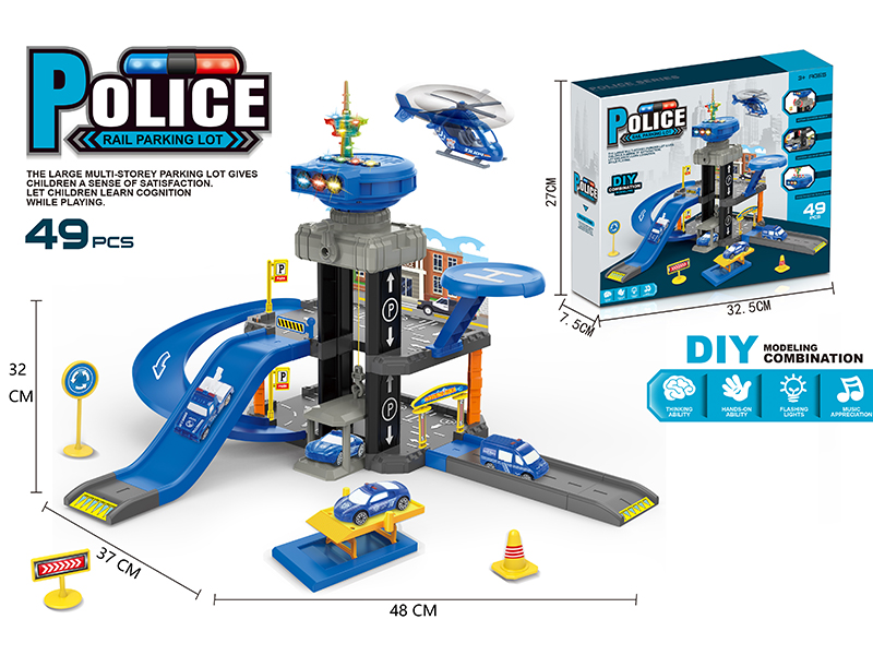 Police Car Track Parking Lot 49pcs
