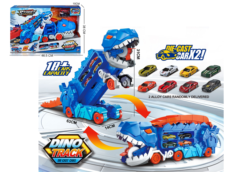 Dinosaur Deformation Catapult Rail Container Car+2 Alloy Cars