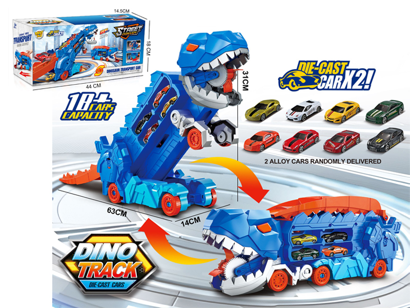Dinosaur Deformation Catapult Rail Container Car+2 Alloy Cars