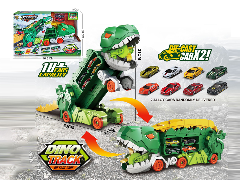 Dinosaur Deformation Catapult Rail Container Car+2 Alloy Cars