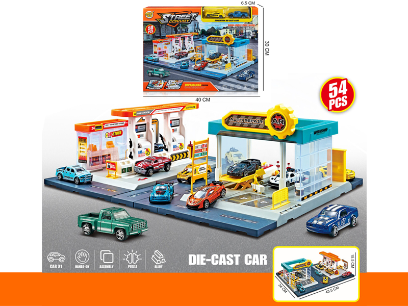 City Gas Station Maintenance Station Parking Lot+2 Alloy Car