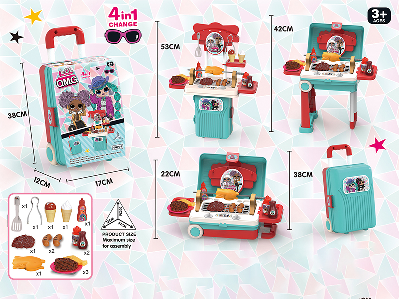 (LOL)4 In 1 Luggage Case BBQ Set