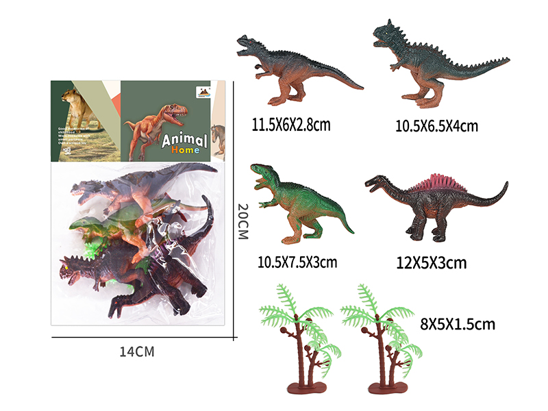 5-Inche Dinosaur 4PCS+2 Tree