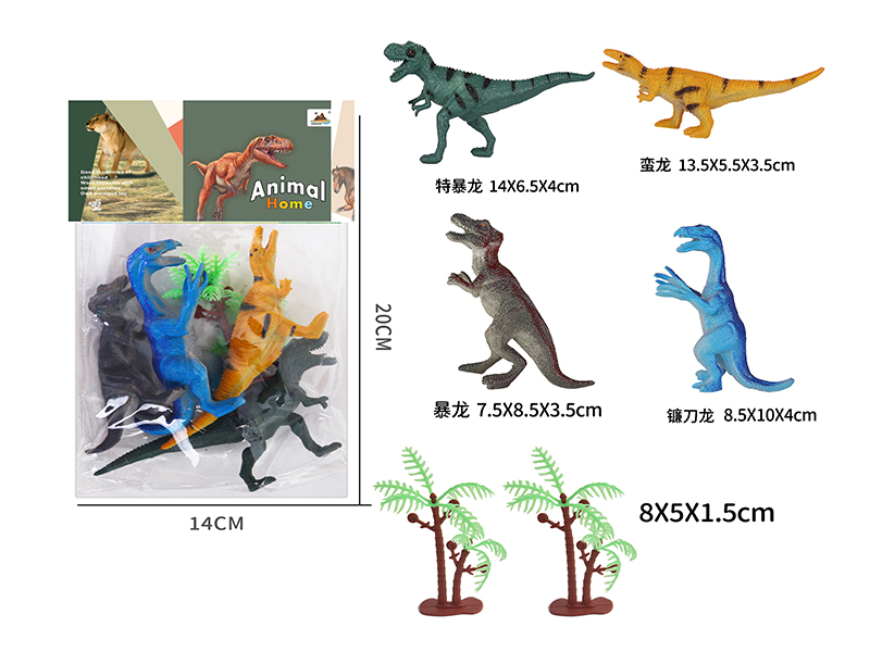 5-Inche Dinosaur 4PCS+2 Tree