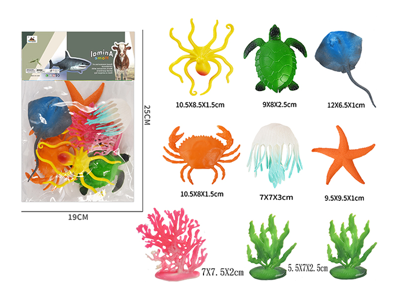 5-Inche Marine Animal 6PCS+2 Coral