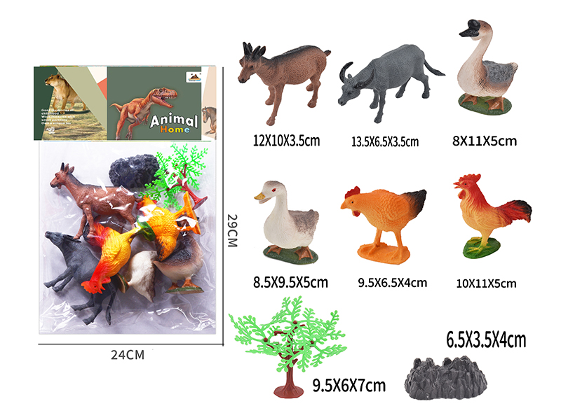 6-Inche Farm Animal 6PCS+Snow Tree +Rock