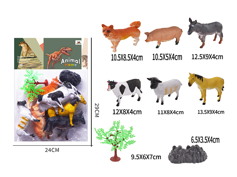 6-Inche Farm Animal 6PCS+Snow Tree +Rock