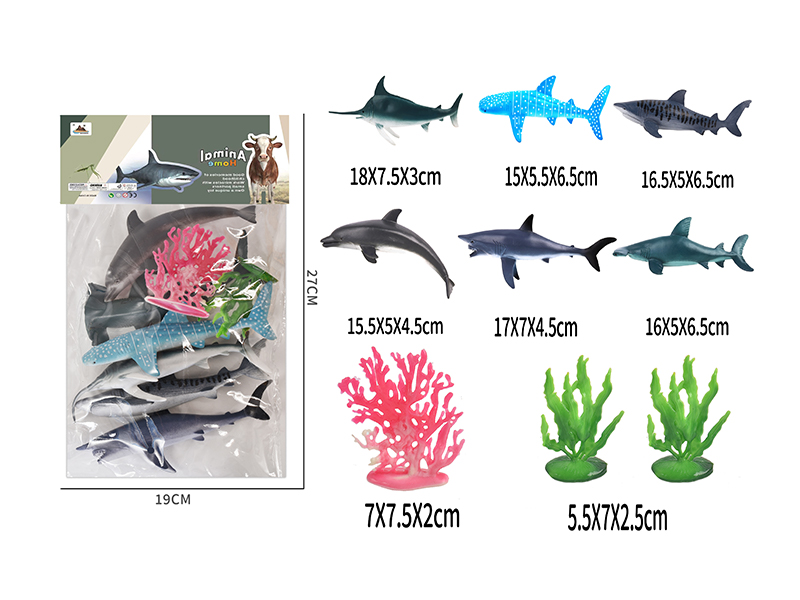 6-Inche Marine Animal 6PCS+2 Kelp+Coral