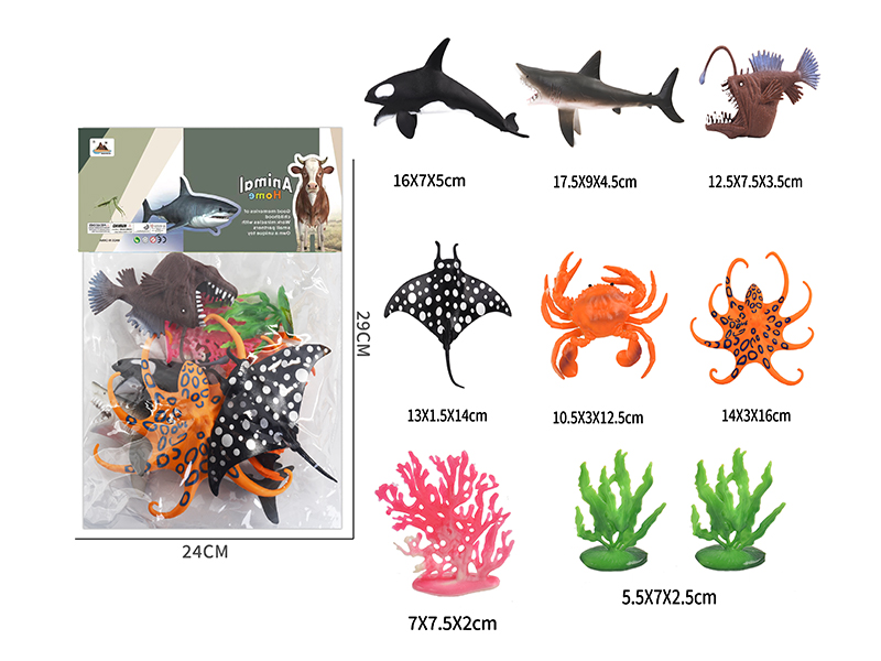 6-Inche Marine Animal 6PCS+2 Kelp+Coral
