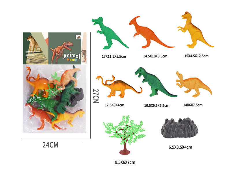 6-Inche Dinosaur 6PCS+1 Tree+1 Stone