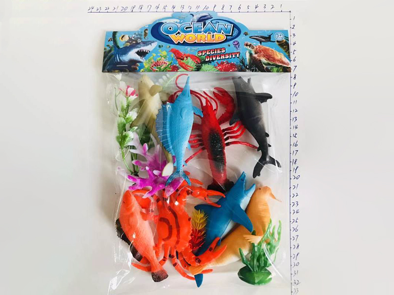 8PCS Marine Animals + Aquatic Plant With Flowers + Coral + Kelp + Aquatic Plants
