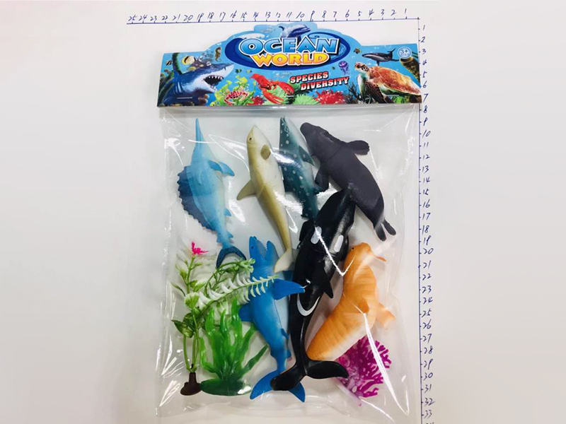 7PCS Marine Animals + 3 Marine Plants