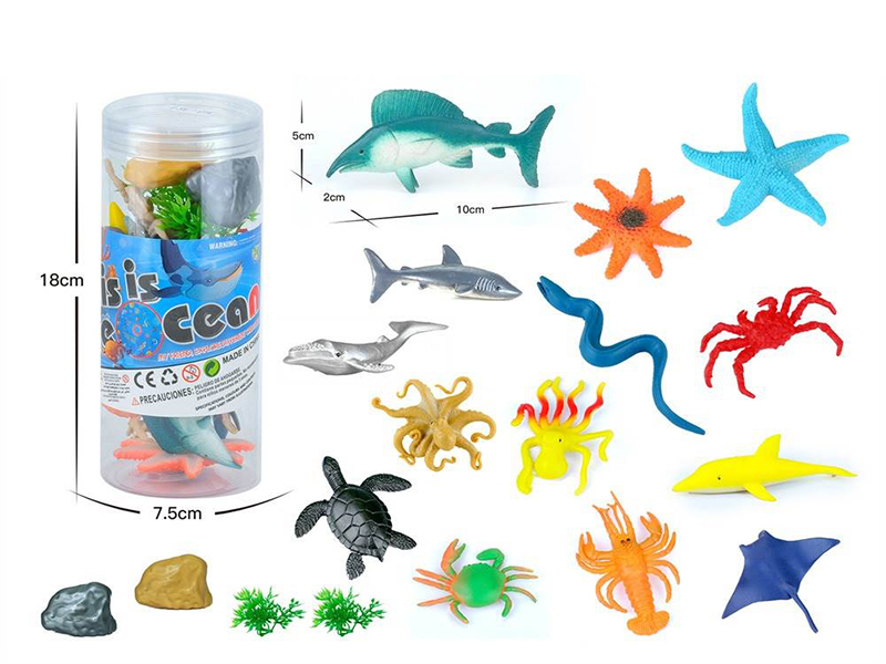 Solid Sea Animals Set 14pcs