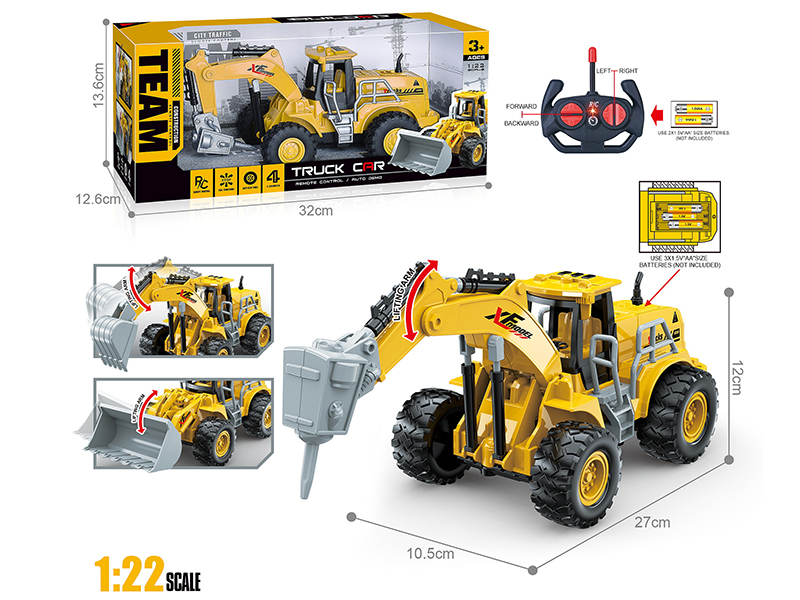 27Mhz 1:22 4-Channel Remote Control Earth Boring Machine(Not Included Batteries)