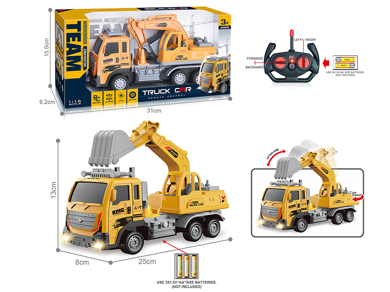 27Mhz 1:16 4-Channel Remote Control Excavator With Headlight(Not Included Batteries)
