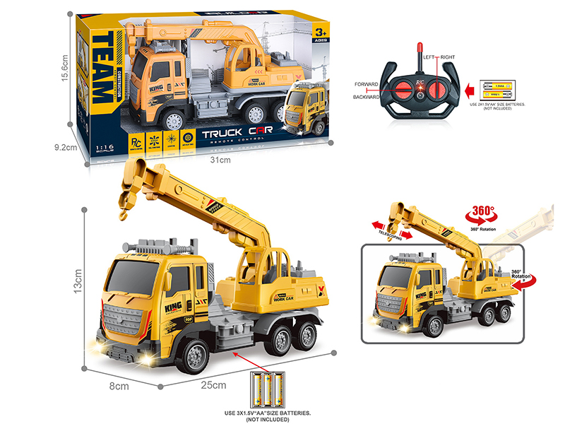 27Mhz 1:16 4-Channel Remote Control Crane With Headlight(Not Included Batteries)