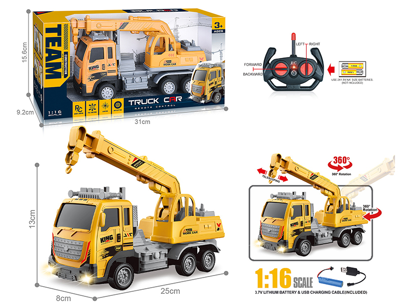 27Mhz 1:16 4-Channel Remote Control Crane With Headlight(Included Batteries)