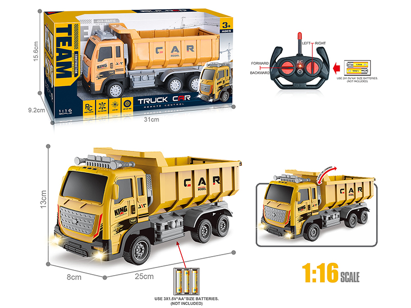 27Mhz 1:16 4-Channel Remote Control Dump Truck With Headlight(Not Included Batteries)