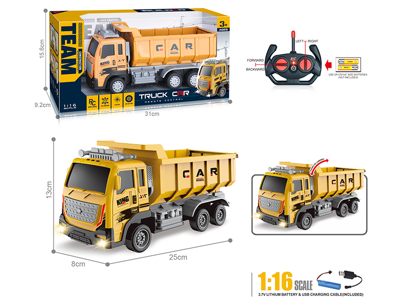 27Mhz 1:16 4-Channel Remote Control Dump Truck With Headlight(Included Batteries)
