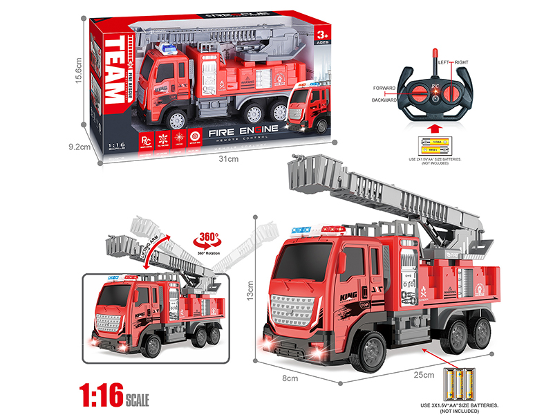 27Mhz 1:16 4-Channel Remote Control Fire Ladder Truck With Headlight(Not Included Batteries)