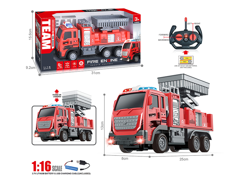 27Mhz 1:16 4-Channel Remote Control Fire Lift Truck With Headlight(Included Batteries)